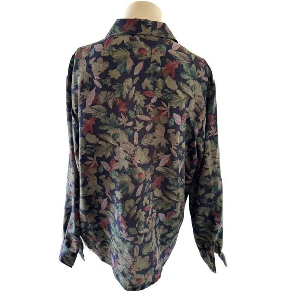 Geiger Australia wool women’s large leaves long sleeve vintage button up shirt - Picture 2 of 6